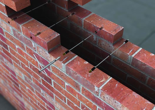 wall ties inserted into the cavity